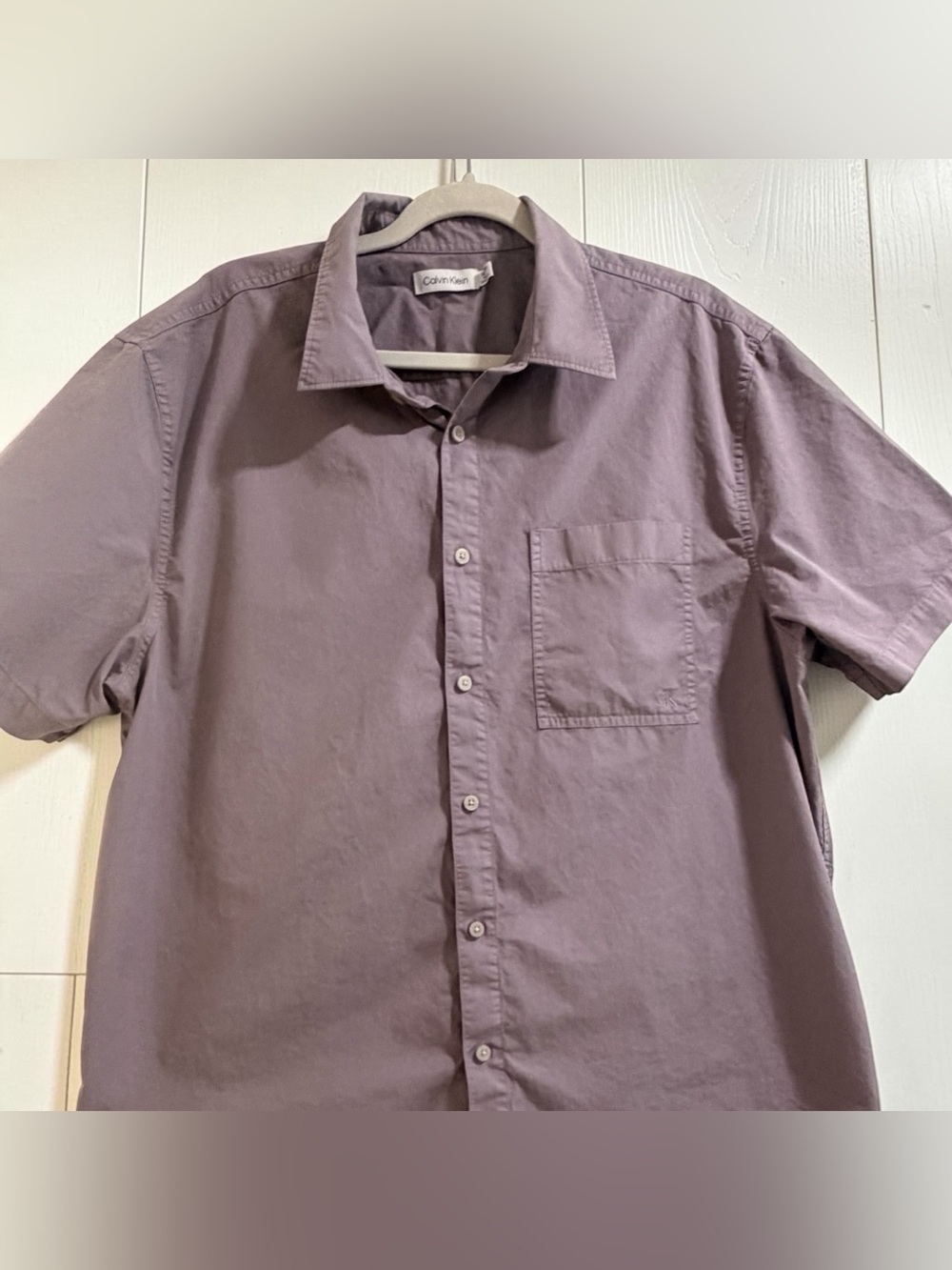 Calvin Klein Men's Mauve-Lavender Casual Button-Down Shirt